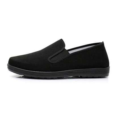 Unisex Kung Fu Shoes Chinese Style Rubber Sole Cover Canvas Slip-on Flat Casual Shoes In Black