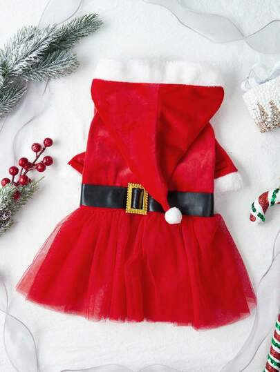 Petsin Pet Christmas Costume Dress In Santa Claus Cosplay Style