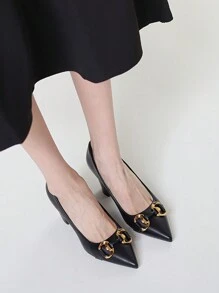 Women's Pointy Toed High Heels, Elegant Low Vamp Stilettos Suitable For Work, Office And Banquets - Black - View 5