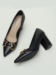 Women's Pointy Toed High Heels, Elegant Low Vamp Stilettos Suitable For Work, Office And Banquets - Black - View 1