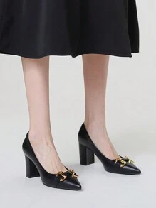 Women's Pointy Toed High Heels, Elegant Low Vamp Stilettos Suitable For Work, Office And Banquets - Black - View 4