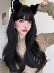 alicegarden 1 Bộ tóc giả dài thẳng bằng sợi tổng hợp chịu nhiệt màu đen, 24 inch, mặc hàng ngày, trông tự nhiên - màu nâu - Xem 4