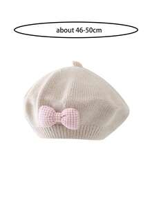 Children's Beret Hat For Girls, Babies, Toddlers, Knitted Painter Hat For Fall & Winter - Beige - View 4