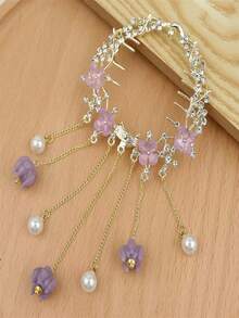 1 件晶花流蘇髮夾穩定固定鹿角配件女式女孩髮飾