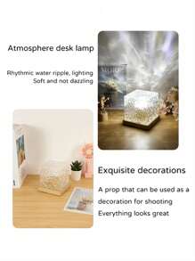 Luz nocturna dinámica rotativa con diseño de agua y efecto de llama de cristal, impresión de agua rotativa, con control remoto para ajustar 16 colores, promueve efectivamente el sueño, adecuada para sala de estar, estudio, dormitorio, oficina, fiesta de cumpleaños, un buen regalo