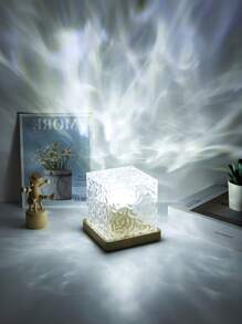 Luz nocturna dinámica rotativa con diseño de agua y efecto de llama de cristal, impresión de agua rotativa, con control remoto para ajustar 16 colores, promueve efectivamente el sueño, adecuada para sala de estar, estudio, dormitorio, oficina, fiesta de cumpleaños, un buen regalo