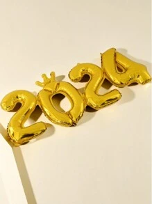 1PC New Year 2024 Digital Foil Balloon Gold Balloon Party Background, Happy New Year Christmas Party Decoration Home Christmas - Gold - View 7