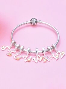 FOREVER QUEEN S925純銀珠子26個英文字母吊墜珠,字母diy吊墜魅力珠子