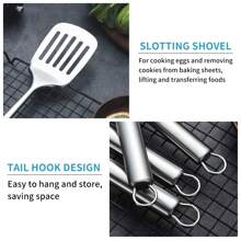 Cooking Utensil Set 12 Piece Stainless Steel Kitchen Tool Set, Include Cooking Spoon, Spatula, Whisk, Cooking Tong And Etc 12 Pieces,Includes 1 Spoon, 1 Skimmer, 1 Slotted Turner, 1 Pasta Spatula, 1 Cooking Spoon, 1 Potato Masher, 1 Whisk, 1 Slotted Spoon, 1 Cooking Spoon, 1 Flat Turner, 1 Soft Spatula, 1 Pouring Brush.Mirror-Polished Finish, Easy-To-Clean Handles, Dishwasher Safe, The Exquisite Workmanship Can Also Be A Perfect Gift. - 銀色 - 查看 7