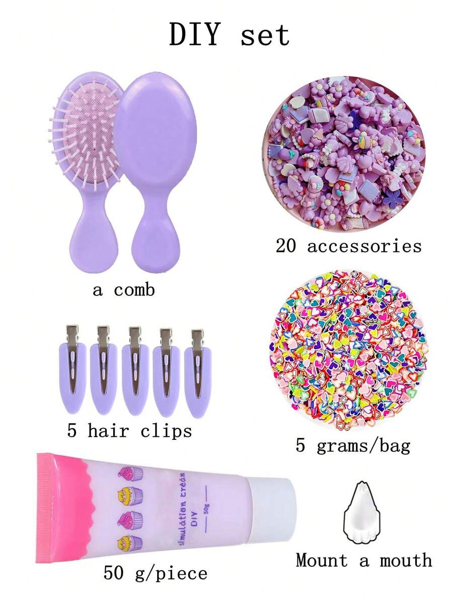 29pcs/Set Lady's Purple Resin Plastic Diy Hair Accessories Kit Including Comb And Hair Clips, Suitable For Daily Use Valentine's Day Valentines Summer, School - Purple - View 1