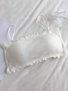 1pc Women's Lace Wrapped Bra Set With Chest Pad, Underwear, Lingerie - White - View 2