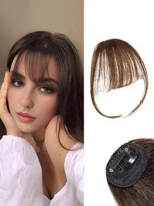 1pc French Hair Extension With Sideburns And Invisible Hair Clip, Natural And Suitable For Daily Wear Casual - Mocha Brown - View 1