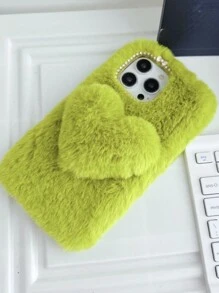 Fashionable 3d Heart Shaped Plush Phone Case, Compatible With Apple, Samsung, Google And Moto Phones - peach color - View 7