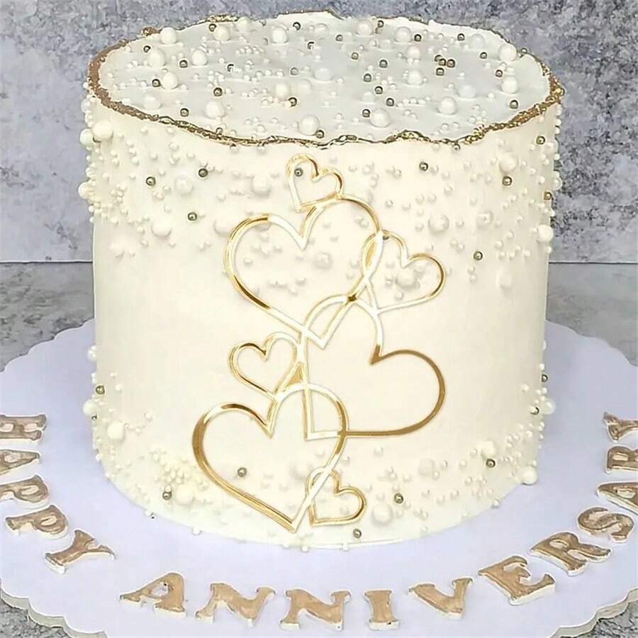 創造A神奇生日蛋糕帶我們的金色Love蛋糕裝飾 - 金色 - 查看 1