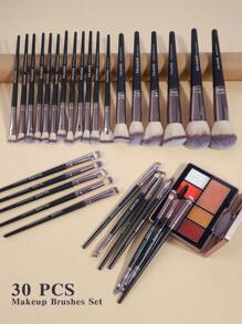 MAANGE 30/49pcs Makeup Brush Set, Includes 30pcs Professional Makeup Brushes + 1pc Velvet Bag + 1pc Makeup Sponge Holder + 1pc Makeup Brush Cleaning Bowl, Powder Brush, Blush Brush, Concealer Brush, Contour Brush, Nose Brush, Eye Shadow Brush, Eyebrow Brush, Detail Brush, Ideal Travel Makeup Brush Set Gift For Women And Girls - Black - View 9