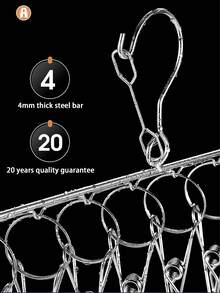 Clothes hanger three-layer 30-clip stainless steel folding multi-clip multi-head clothes drying rack - Silver - View 4