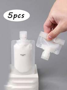 5pcs Portable Travel Liquid Clear Plastic Empty Packaging Bag Refillable Squeeze Pouch Cosmetic Containers For Shampoo Shower Gel Travel Essentials , Travel Organizer For Beach ,Summer Vacation Back To School Travel Accessories Travel Must Haves Holiday School Accessories Supplies Stuff Back To School Supplies - Clear - View 1