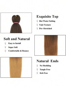 Tóc nối tổng hợp EZ Braids 24 inch, đã được kéo giãn sẵn, 1 gói, màu đen tự nhiên, tóc thẳng Yaki nhẹ, có thể tạo kiểu bằng nhiệt và hiệu ứng ombre. - Ombre - Xem 5