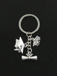 1pc Fashion 30mm Key Chain Keychain Jewelry Silver Color Graduate Diploma Graduation Cap 2023 Pendants For Gift Craft - Antique Silver - View 1