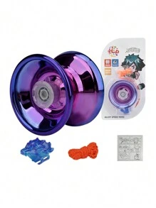 1 件彩色紫色溜溜球帶繩子和指環減壓玩具適合成人和青少年、學校、辦公室、家庭、派對遊戲 - 紫色 - 查看 2