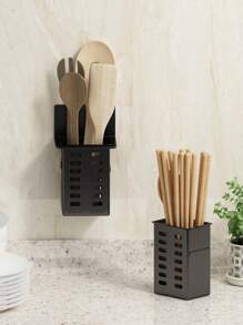 1入組/2入組黑/白/透明廚房收納架附排水筷子/管/湯匙收納架，壁掛式，多功能附餐具瀝水架，餐具架