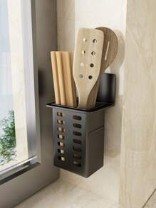 1入組/2入組黑/白/透明廚房收納架附排水筷子/管/湯匙收納架，壁掛式，多功能附餐具瀝水架，餐具架