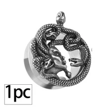 1入組復古不銹鋼女性蛇頭耳擴耳朵隧道插頭擴耳器&穿孔首飾,男人/女人中性