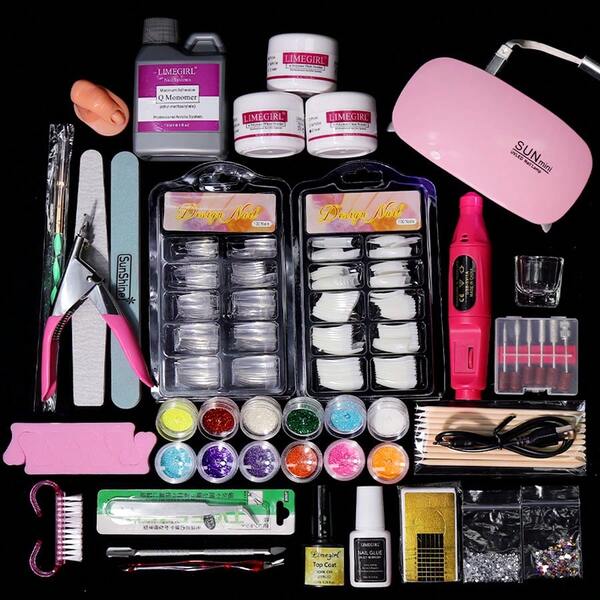 Uv Led Nail Drill Kit With Acrylic Nail Tips And Polishing Tools