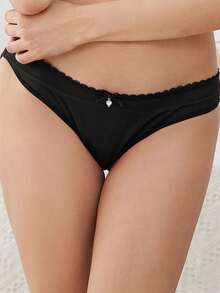 2pcs/set Women's Perspective Lingerie Bra And Panties Set - Black - View 6