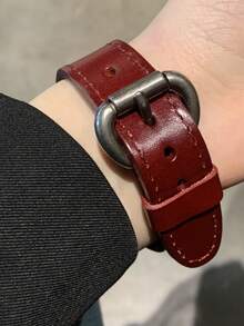 1 件玫瑰金矩形中性手表，带超大表盘，石英机芯，复古风格，旋入式表圈，休闲时尚情侣手表