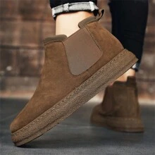 Men's Stylish Comfortable High Top Sock Boots - Brown - View 3