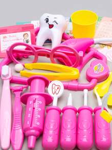 1入組化裝及學前幼兒假裝遊戲醫療工具玩具套裝,適用於3歲以上,粉色（部分零件可能隨機） - 粉色 - 查看 1