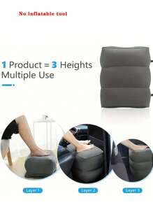 Gray color, inflation tools not included. Travel Footrest Pillow - Inflatable Footrest for Kids Aircraft Bed Sleeping Flight Leg Pillow, Inflatable Footrest Pillow, Adjustable Height Cushion, Adjustable 3 Levels, Adult Aircraft Travel Pillow - Great for Planes Trains Cars and Office for Kids Traveling Perfect for Sleeping in Bed Office, Home and Any Travel - Grey - View 1