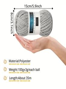 1/2pcs T-shirt Yarn, Colorful Thick Knit Yarn, Hand DIY Bag Blanket Pad Crochet Project, 200g, 1377.95inch - 1PCS - View 2