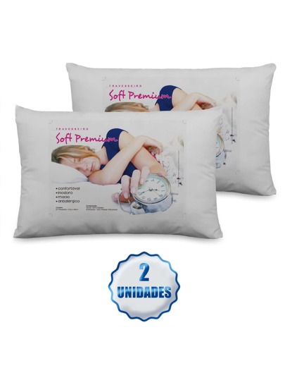 Kit com 2 Travesseiros Silicone Fibra Antialégicos 50x70 Super Macio