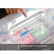 1 Miếng Trọng lượng nhẹ xách tay Hộp Bảo Quản Thuốc Vật dụng trong nhà Khẩn cấp Bộ dụng cụ , Hộp trữ Đối với Kim , Và Cá nhân - trắng - Xem 2