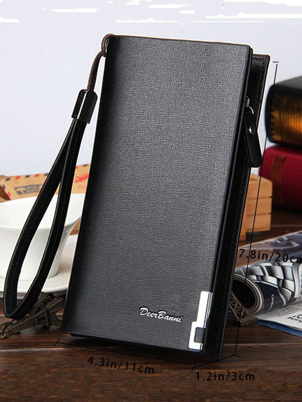 Black Handheld Men's Bag With Zipper Phone Pouch Slim Portable Cash White-Collar Workers For Male College Work Business Commute Office For Anniversary For Birthday Gift On Valentine Day Gift Gift For Men Wallet Purse Wallet Long Wallet Wristlet Wallet