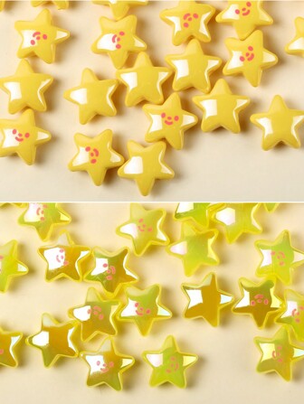 10Pcs Pentagram Expression Acrylic Beads Spacer Beads For Jewelry Making Bracelet Necklace DIY Accessories