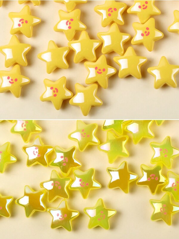 10Pcs Pentagram Expression Acrylic Beads Spacer Beads For Jewelry Making Bracelet Necklace DIY Accessories