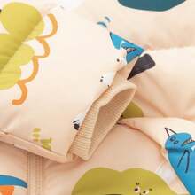 Balabala Young Girl Cartoon Pattern Allover Print Casual Cute Windproof And Waterproof Hooded Down Jacket - Khaki - View 9