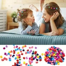 80入組韓國風格女孩隨機混合彩色心形、星形、花形髮夾和髮爪,適合日常使用 - 彩色 - 查看 7