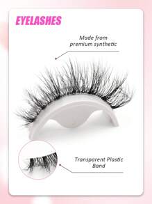 Asiteo 7 对透明带仿貂皮睫毛自然外观纤细假睫毛蓬松浓密长睫毛条状睫毛、睫毛、睫毛、假睫毛 - 黑色 - 查看 5