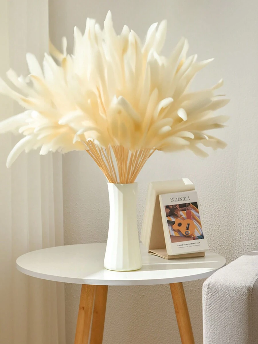 1pc Shatterproof Plastic Flower Vase, Faux Ceramic Vase For Home Decor Floral Arrangement - White - View 1