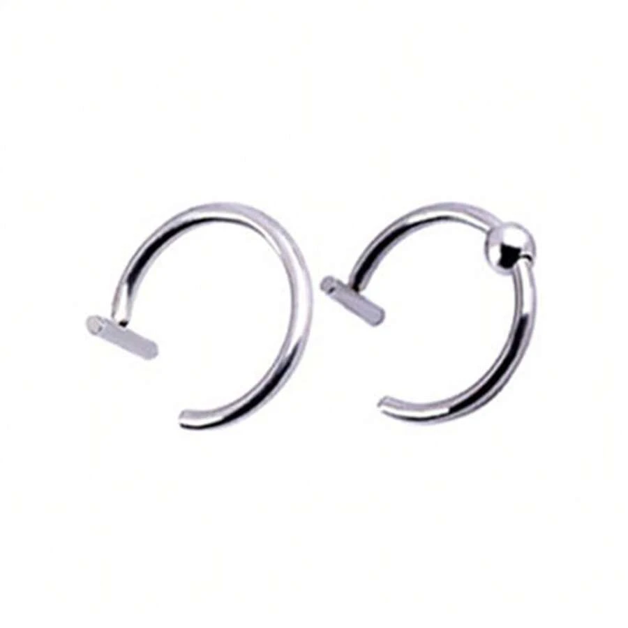 1set/2pcs Personalized Fashionable Simple No Piercing Lip Ring Suitable For Daily Wear - Silver - View 1