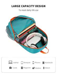 1pc Blue 20-35l Color-Blocking Outdoor Waterproof Sports Backpack Folding Storage Bag Lightweight Travel Bag Large Capacity Backpack Camping Rucksack Hiking Summer College Bag Dad School Bag Freshman For Books Multi-Functional Dorm University School Backpack Students Commute Book Bag For Books Gifts For Men Fall Christmas Scream Bag For Men Backpack Funny Gifts Holiday Thanksgiving Chest Bag For Men Side Bags For Men Satchel Bag Leather Bag Hobo Bag Hip Bag Laptop Case The Sporty Life Spring School Supplies Springbreak Step Into Spring Beach Bag - Royal Blue - View 5