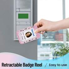 1 件粉色 Pvc 可伸縮捲軸徽章夾,帶 Uv 打印勵志名言,適合教師、護士、學生和勞動人民存放鑰匙、身份證、姓名牌,帶可拆卸掛繩 - 粉色 - 查看 8
