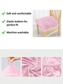 1/4/6 piezas Fundas elásticas de unicolor simple para cojín de asiento de silla - Rosa - Ver 7