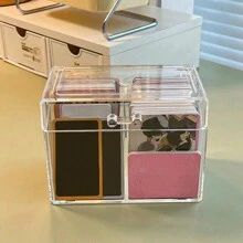 1 Pieza Caja De Almacenamiento De Tarjeta De Caja Ciega, Caja Transparente Acrílica Para Colocar Tarjetas De Negocios, Con Tapa Divisora Abatible - Blanco - Ver 3