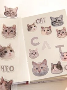 3 Piezas Pegatinas Con Diseño De Gatos Animados, Lindas Calcomanías De Gatitos Para Decoración De Teléfonos Y Computadoras - Multicolor - Ver 3