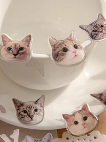 3 Piezas Pegatinas Con Diseño De Gatos Animados, Lindas Calcomanías De Gatitos Para Decoración De Teléfonos Y Computadoras - Multicolor - Ver 5
